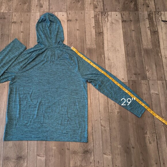 Hurley, Men’s Hooded Long Sleeve Shirt, Teal Lightweight Performance Hoodie, XL - Picture 7 of 8